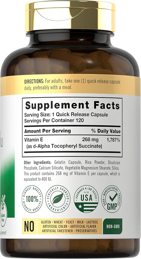 Carlyle Dry Vitamin E 400 IU (268mg) | 120 Capsules