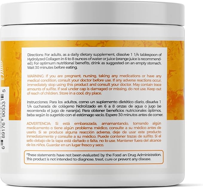 Hydrolyzed Collagen Powder Supplement 200gr (Orange)