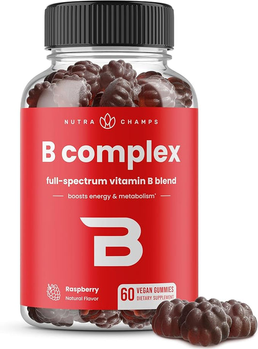 NutraChamps Vitamin B Complex Gummies, Vitamin B Gummies Boosts Energy & Metabolism, B Complex Vitamins B1, B2 (Riboflavin), B3 (Niacin), B5, B6, B7 (Biotin), B9 (Folic Acid), Methyl B12
