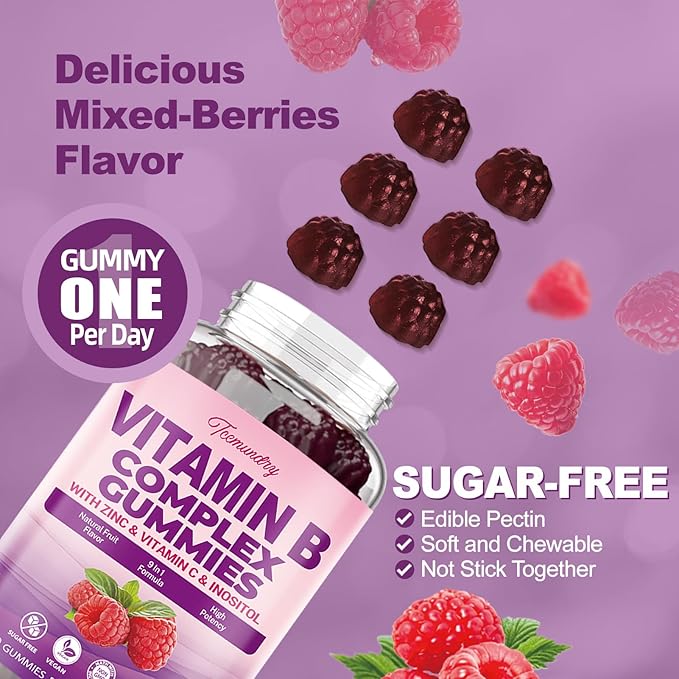 Sugar-Free Vitamin B Complex Gummies for Women B12, Methyl (60 Count)
