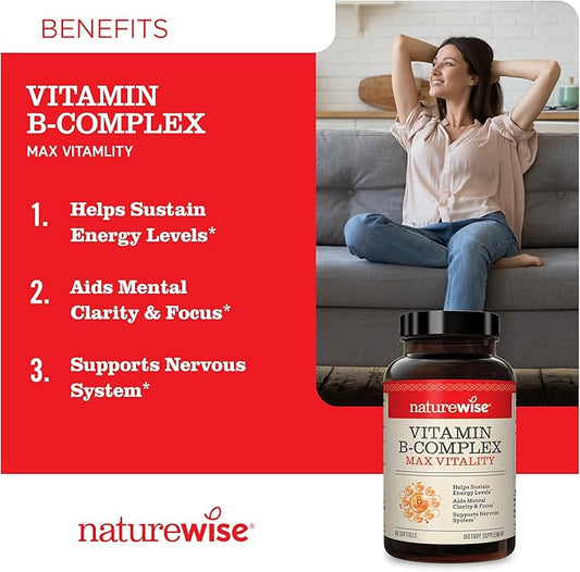 NatureWise Vitamin B Complex for Women B1 B2 B2 B3 B3 B6 B6 B12 B12 - 360 Softgels[1-Year Softgels[1-Year Supply]