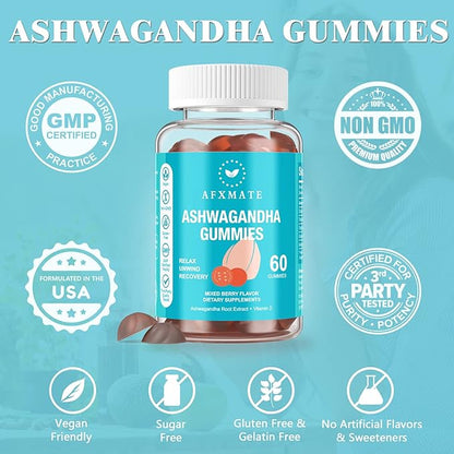 AFXMATE Ashwagandha Gummies & Vitamin D 120 Count