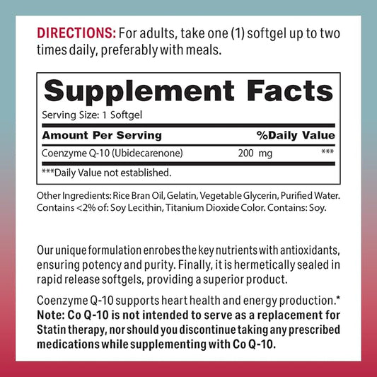 Vitamin World Co Q-10 200 mg. 120 Softgels,