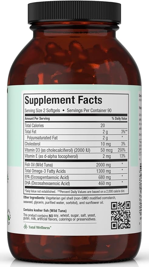 Omega 3 Supplement Omega-3 Fish D3 - 180 Softgels