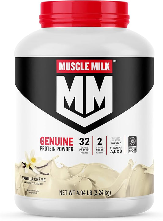 Muscle Milk Genuine Protein Powder, Vanilla 32g Protein, 4.94 Pound, 32 Servings