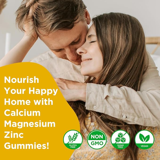 Calcium Magnesium Zinc Gummies with Vitamin D3, Sugar 60 Count