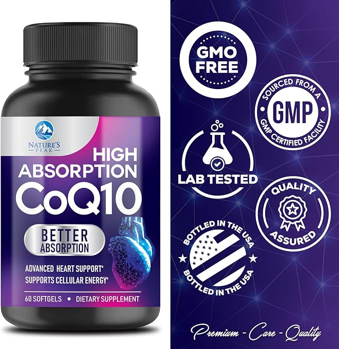 CoQ10 100mg Softgels, Superior Co Q10 Q10 Vitamin 60 Count