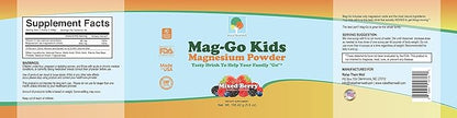 Mag-Go Kids Magnesium Powder | Constipation Relief (Mixed Berry) | 90 Servings per Tub