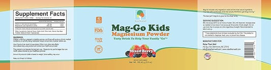 Mag-Go Kids Magnesium Powder | Constipation Relief (Mixed Berry) | 90 Servings per Tub