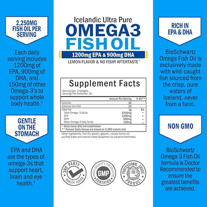 Omega 3 Fish Oil Supplement 1200mg EPA 900mg DHA 90 Softgels