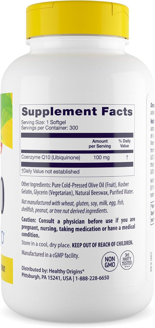 Healthy Origins Natural CoQ10 (Kaneka Q10), 100 mg 300 Softgels
