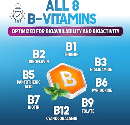 Vitamin B Complex Capsules with Vitamins B1 B2 B3 B6 B12 B100 C Biotin Folate & Folic Acid - Supplement for Energy, Brain, & Immune Support - Super B Vitamin Complex for Women & Men - 120 Vegan Pills