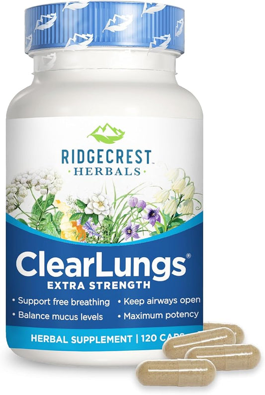 Ridgecrest Herbals ClearLungs Extra Strength, Natural (120 Caps, 60 Serv)