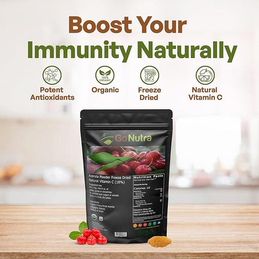 Go Nutra Acerola Powder Organic Freeze 18% Vitamin 8oz