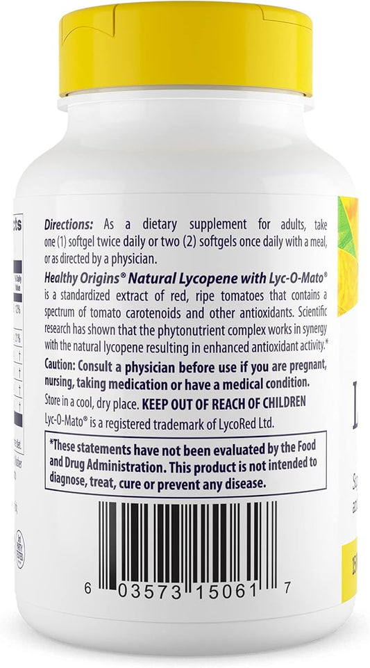 Healthy Origins Lycopene (Natural), 15 mg 60 Softgels