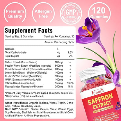 Sugar Free Saffron Gummies, 100 mg 120 Cts