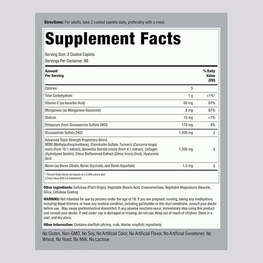 Piping Rock Glucosamine Chondroitin with Turmeric 180 Caplets