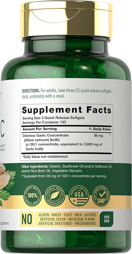 Carlyle Odorless Garlic Extract 3600mg Softgels 400 Count
