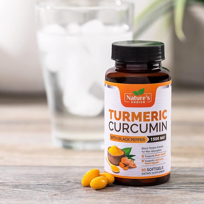 Turmeric Curcumin with Black Pepper Extract 1500mg, Advanced 60 Softgels