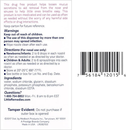 Little Remedies Noses Saline Spray Drops, 1 Fl