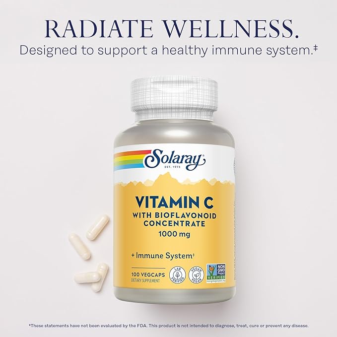 Solaray Vitamin C with Bioflavonoid Concentrate 1000mg - 100 Servings, 100 VegCaps