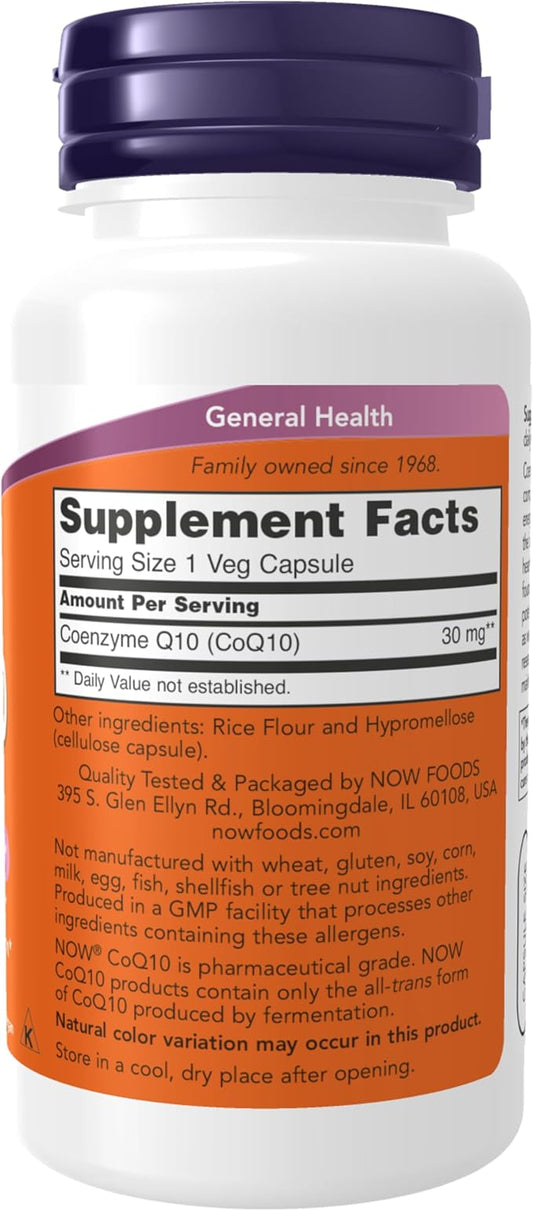 NOW Supplements, CoQ10 30 mg, Pharmaceutical 120 Veg