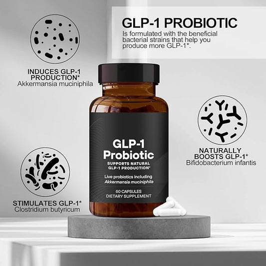 60 PCS GLP-1 Probiotic - AFU Multi-Strain Probiotic + Prebiotic, Naturally Support GLP-1 Production, Delayed Release, Third-Party Tested, for Men & Women 60 Servings (Pack of 1)