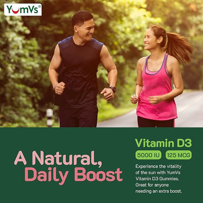 Vitamin D3 Jellies by YumV's | Vitamin D 5000 IU | Daily Dietary Supplement for Men and Women | Mixed Berry Flavor Chewable Jellies | Vegetarian, Gluten-Free, Kosher, Halal | 60 Count