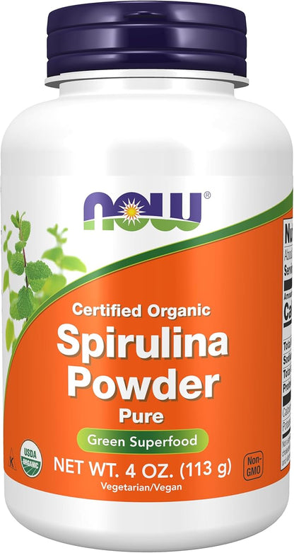 NOW Supplements, Certified Organic, Spirulina Powder, B-12 with 4-Ounce