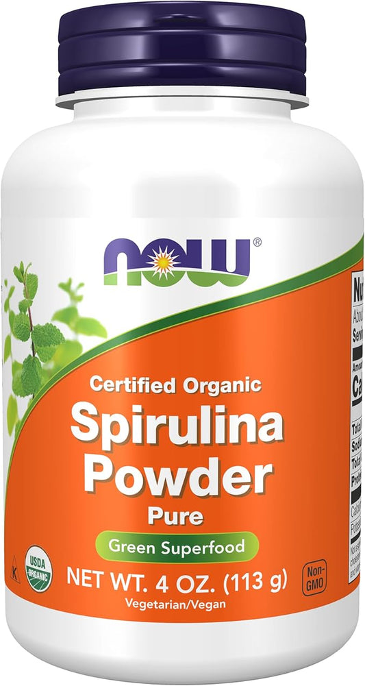 NOW Supplements, Certified Organic, Spirulina Powder, B-12 with 4-Ounce