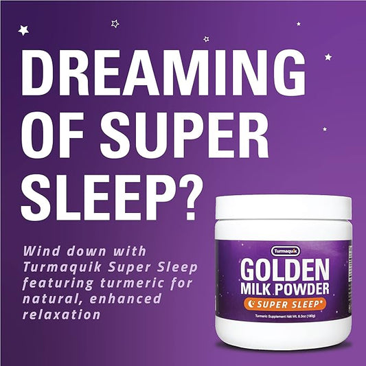 Turmaquik Organic Golden Moon Milk Turmeric Powder Mix, Super Sleep + Superfood Blend of Melatonin, Valerian, Chamomile, Lemon Balm, Ginger, Black Pepper, Curcumin, Cinnamon, Cardamom