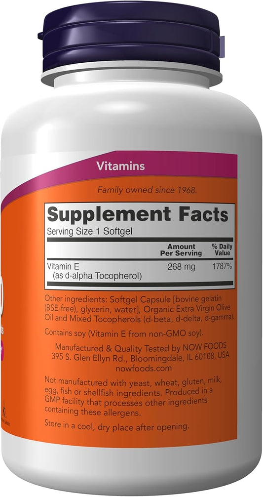 NOW Supplements, Vitamin E-400 IU Mixed 250 Softgels