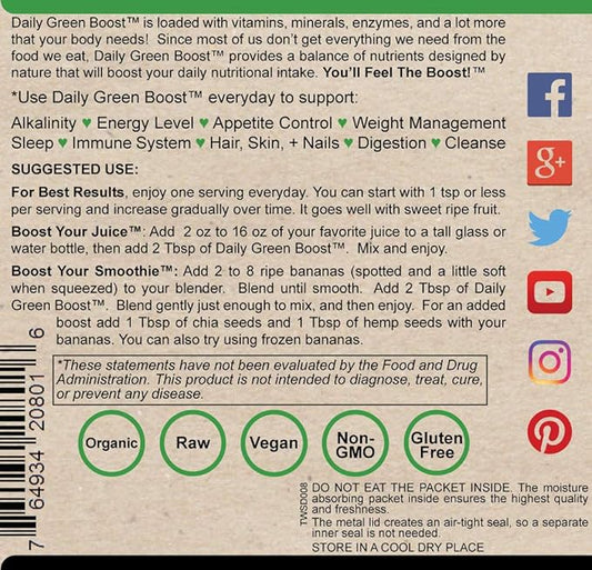 Daily Green Boost 8oz Organic Raw Vegan GF USA