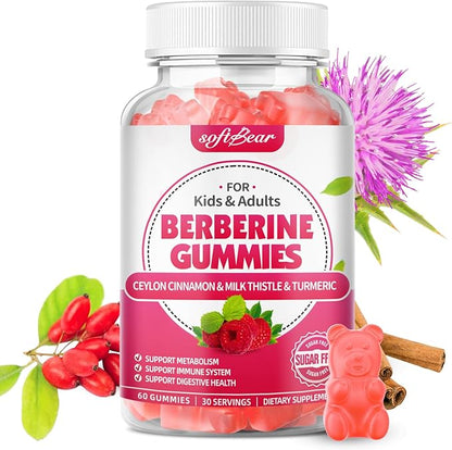 softber Berberine Gummies, Organic Berberine 1500mg 60 Count