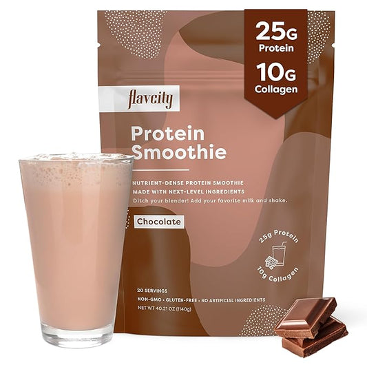 FlavCity Protein Powder Smoothie, Chocolate 100% Grass-Fed (25g of (40.42 oz)