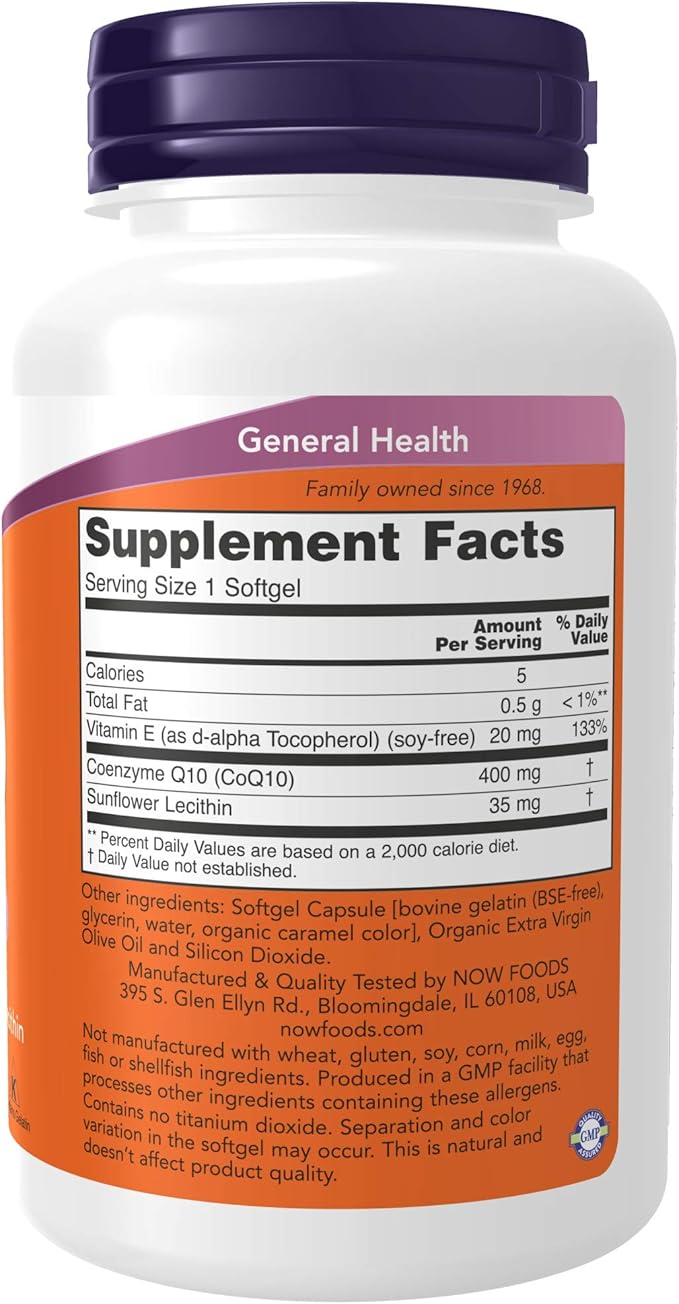 NOW Supplements, CoQ10 400 mg, Pharmaceutical 60 Softgels