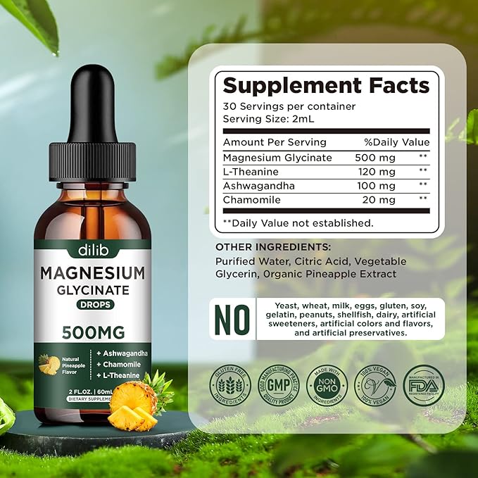 (2 Pack) Magnesium Glycinate Supplement, Magnesium 500mg Ashwagandha,