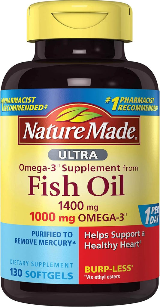 Nature Made Ultra Omega-3 Burpless Fish 1400 mg 3 1000 1000 mg, 130 Count