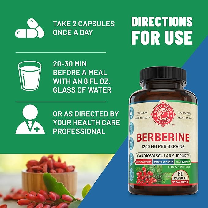 Berberine Supplement - Premium Berberine 1200mg 60 Berberine