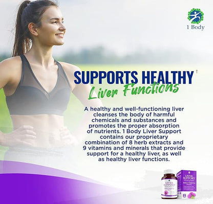 1 Body Liver Support Supplement B12 & 60 Vegan