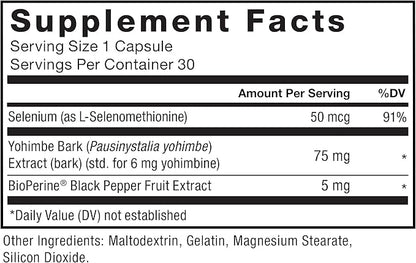 Force Factor Yohimbine Supplement for Men, Yohimbe Bark Extract with Superior Absorption to Enhance Performance, 6mg Yohimbine Bark Pills with Key Natural Ingredients, 30 Count (Pack of 2)
