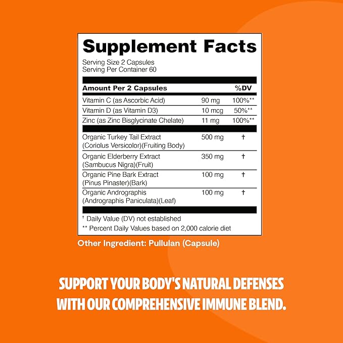 FreshCap Immunity Immune Support Supplement, Immune Boosters for Adults, Immunity Boost Supplement, Elderberry Vitamin C and Zinc, Turkey Tail Mushroom Supplement Capsules, Ayurveda (120 Capsules)