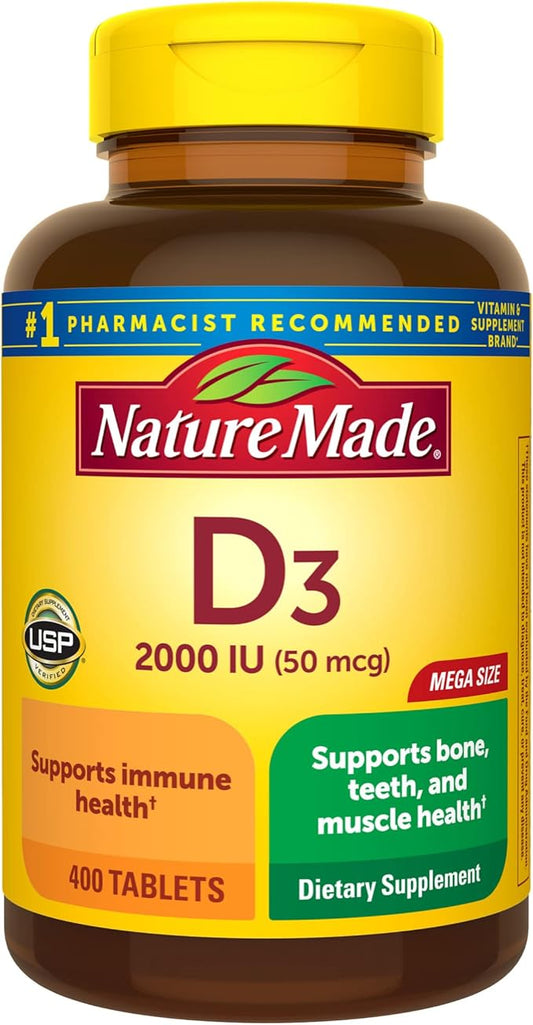Nature Made Vitamin D3 2000 IU (50 mcg), 400 Tablets, 400 Day