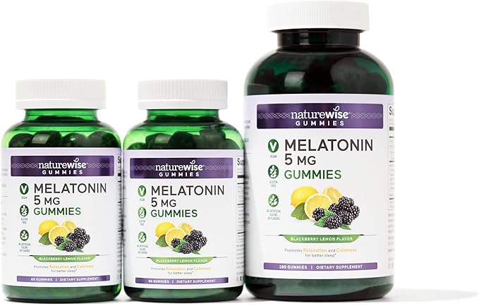 NatureWise Melatonin Gummies 5mg + 60 Gummies[1-Month Gummies[1-Month Supply]