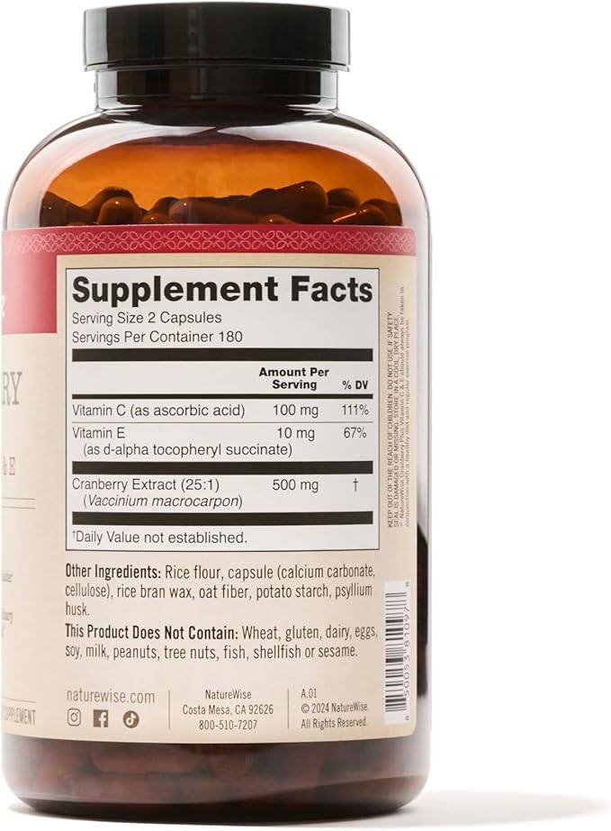 Naturewise Cranberry Extract Pills 12,500mg* Cranberries 360 Capsules[6-Month Capsules[6-Month Supply]