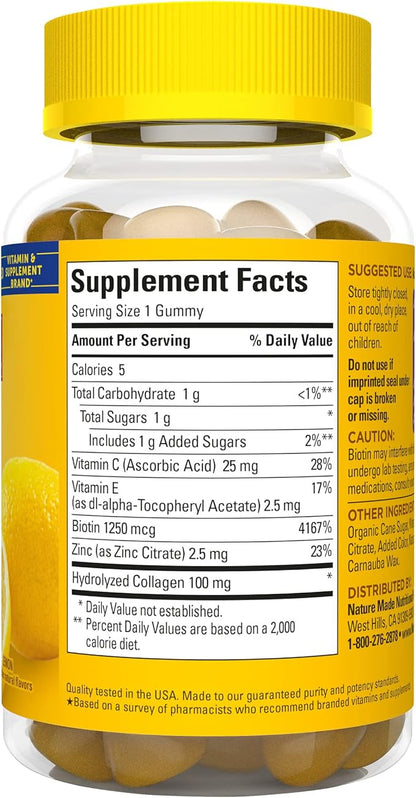 Nature Made Collagen Gummies with Vitamin 60 Gummies, 60 Day