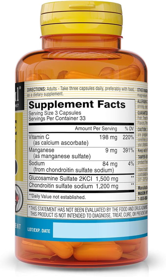 MASON NATURAL Glucosamine Chondroitin 1500/1200 3 100 Capsules