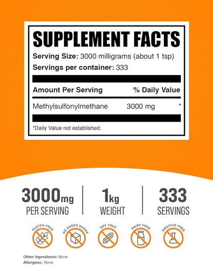 BulkSupplements.com MSM Powder 3000mg - 3000mg per 1kg (2.2 (2.2 lbs) 1)