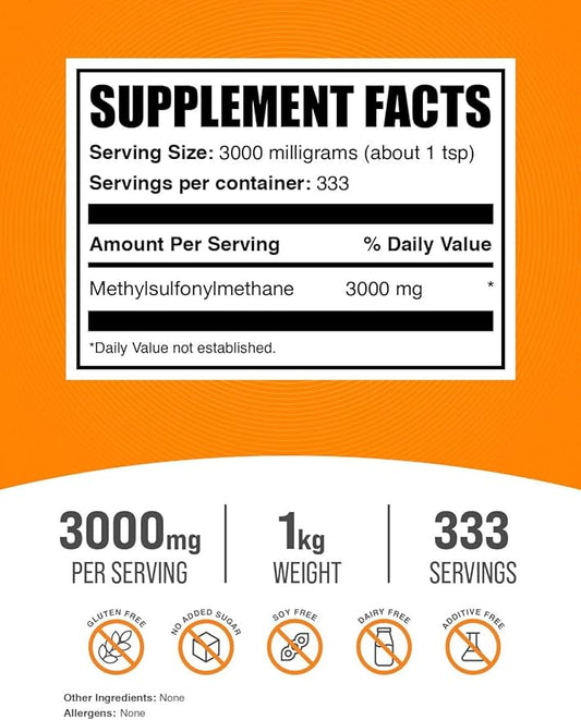 BulkSupplements.com MSM Powder 3000mg - 3000mg per 1kg (2.2 (2.2 lbs) 1)