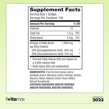 Spring Valley Omega-3 from Fish Oil 1000 mg, 120 Count (2 Items)
